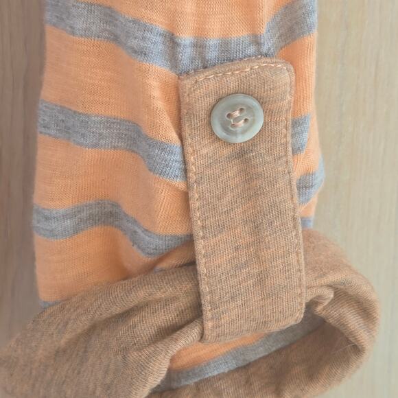 Splendid Bella Swan Meadow scene Striped Henley shirt Medium orange grey - Picture 16 of 17